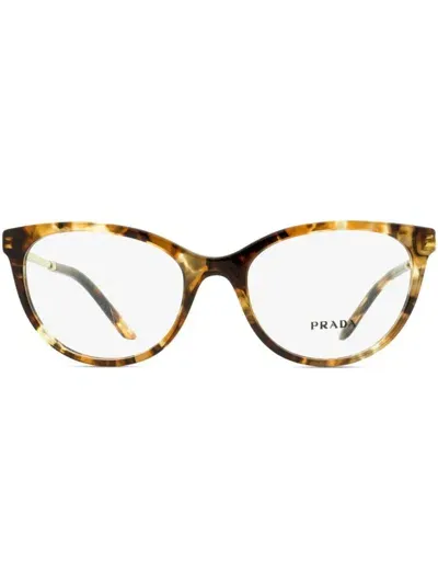 Prada 17w Cat-eye Glasses In Brown