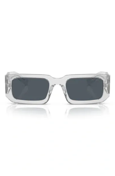 Prada 53mm Rectangular Sunglasses In Transparent Grey