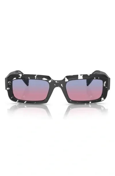 Prada 54mm Rectangle Gradient Sunglasses In 黑色