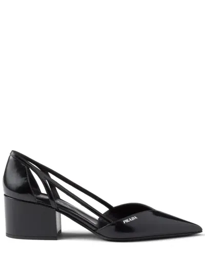 Prada 55mm Cut-out Leather Pumps In Black