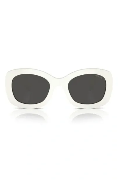 Prada 55mm Oval Sunglasses In White/gray Solid