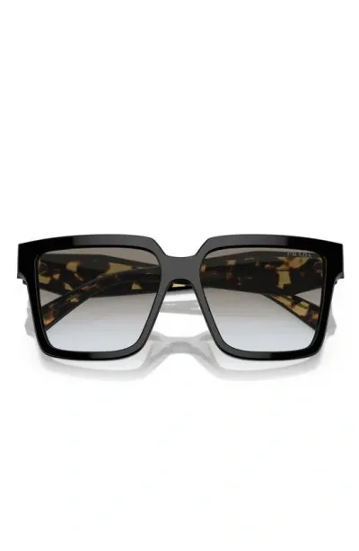 Prada 57mm Square Sunglasses In Black/gray Gradient