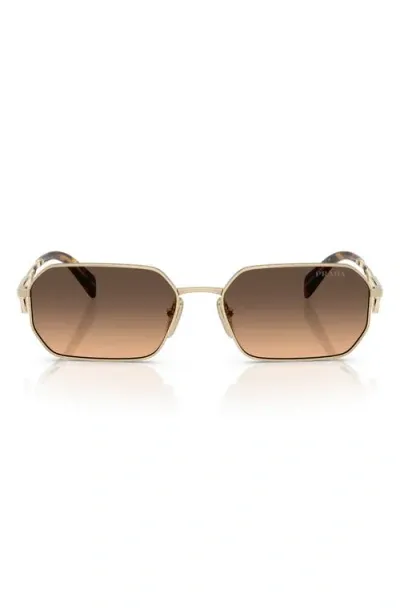 Prada 58mm Gradient Rectangular Sunglasses In Gold