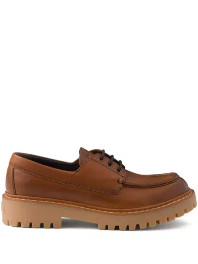 Prada 60mm Leather Loafers In Brown