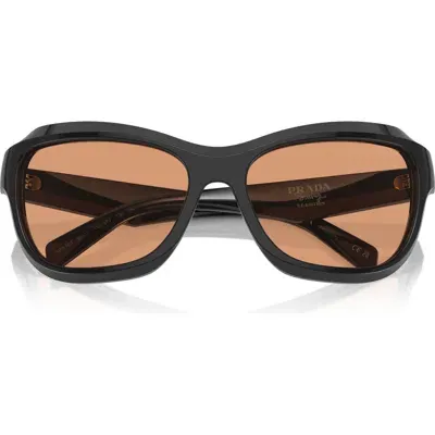 Prada 62mm Oversize Butterfly Sunglasses In Black