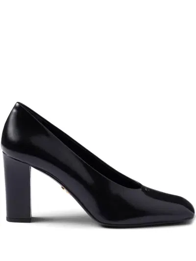 Prada 85mm Leather Pumps In Black