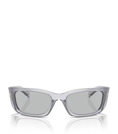 Prada Symbole Wraparound-frame Sunglasses In Grey