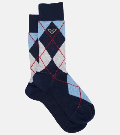 Prada Cotton Socks In Blue