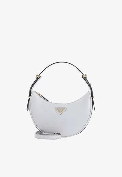 Prada Arqué Shoulder Bag In Calf Leather In Gray