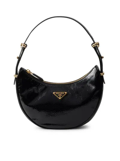 Prada Arqué Shoulder Bag In Naplak Patent Leather In Black