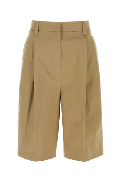 Prada Beige Cotton Bermuda Shorts In Brown