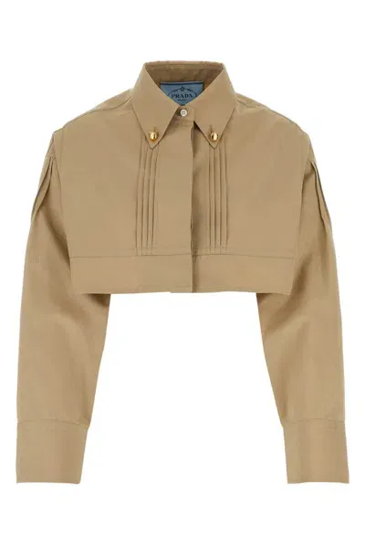 Prada Khaki Poplin Jacket In Green