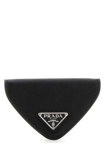 Prada Triangular Textured Leather Coin Purse In F0002