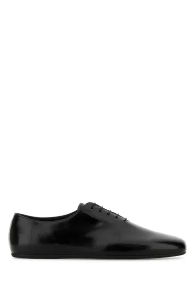 Prada Brushed-leather Lace-up Shoes In Black