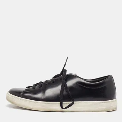 Pre-owned Prada Black Leather Lace Up Sneakers Size 42