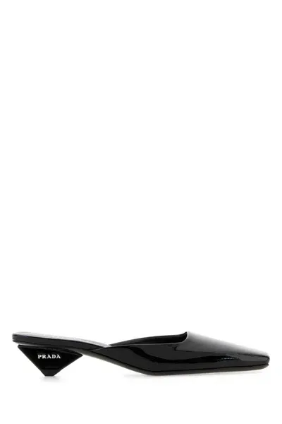 Prada Patent Leather Mule In Black