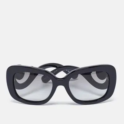 Pre-owned Prada Black/grey Gradient Spr27o Baroque Rectangle Sunglasses