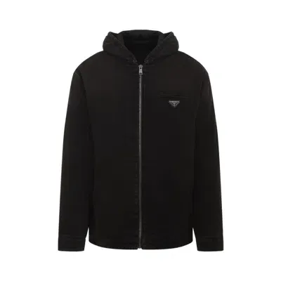 Prada Brown Cotton Jacket In Black