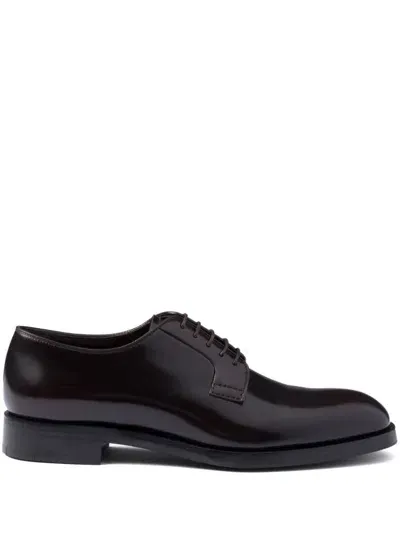 Prada Brushed Lace-up Shoes In Black