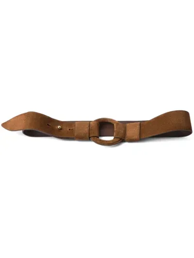 Prada Buckle-fastening Suede Belt In Brown