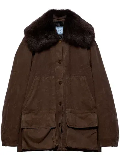 Prada Canvas Jacket In Brown