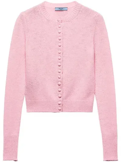 Prada Cashmere Cardigan In Pink