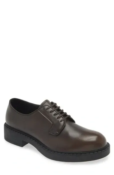 Prada Brushed Leather Derby Shoes In Nero