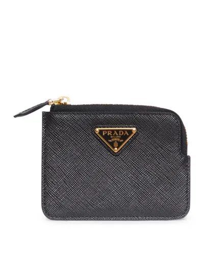 Prada Coin Purse With Logo In Black