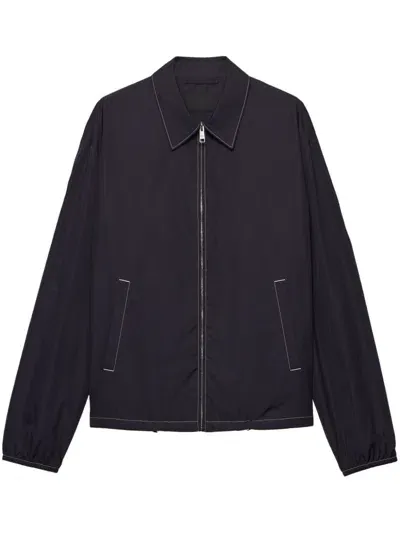 Prada Cotton Blouson Jacket In Blue