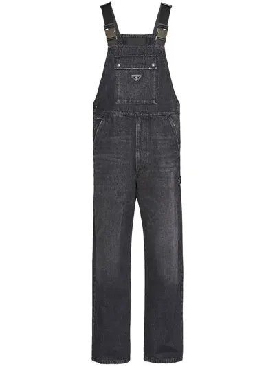 Prada Dunkle Jeans-latzhose In Black