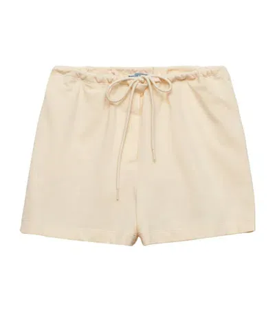 Prada Cotton Piqué Shorts In Neutral