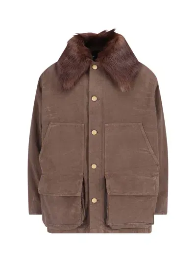 Prada Cotton Work Jacket In Brown