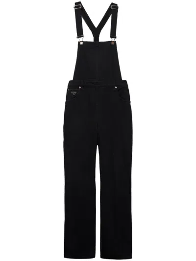 Prada Denim Overalls In Black