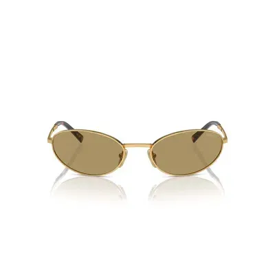 Prada Eyewear Oval Frame Sunglasses In Gold