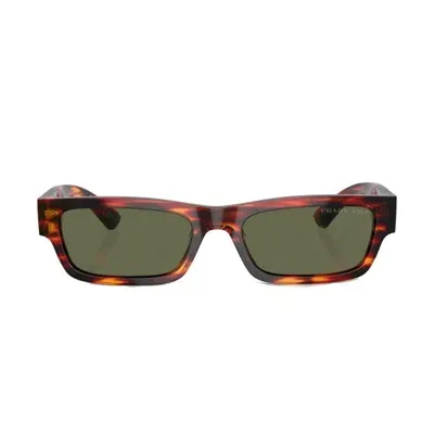 Prada Eyewear Rectangular Frame Sunglasses In Red/black Havana