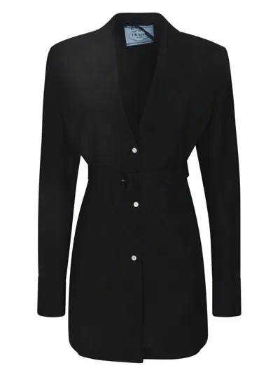 Prada Fitted Waist Blazer In Black