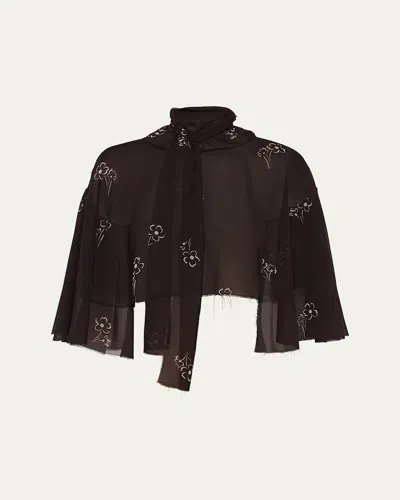 Prada Print Georgette Cape In Mosto