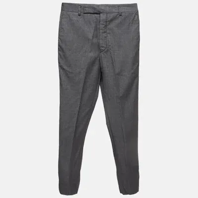 Pre-owned Prada Grey Wool Regular Trousers Xs