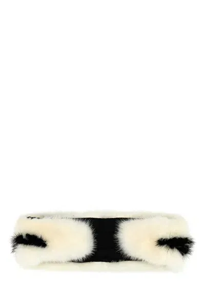 Prada Ivory Fur Hairband In White