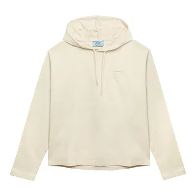 Prada Ivory Hooded Sweatshirt In Light Pink