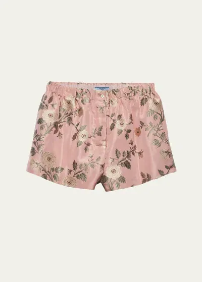 Prada Floral Print Jacquard Shorts In F0638 Begonia