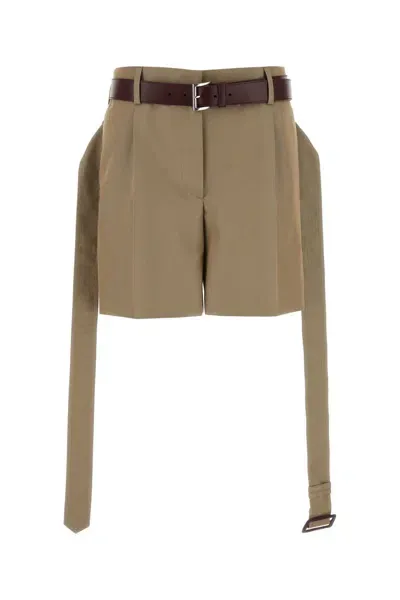 Prada Khaki Twill Shorts In Green