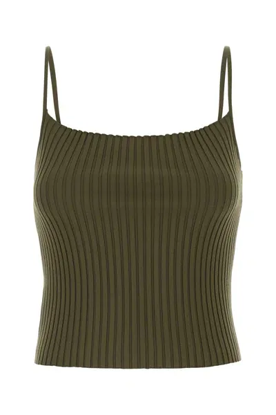 Prada Army Green Stretch Cotton Blend Tank Top