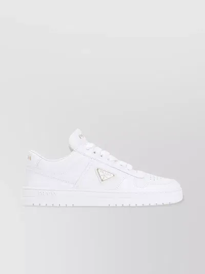 Prada White Calf Leather Lace-up Shoes In F Bianco