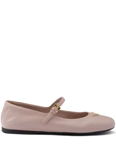 Prada Leather Ballerina Shoes In Pink