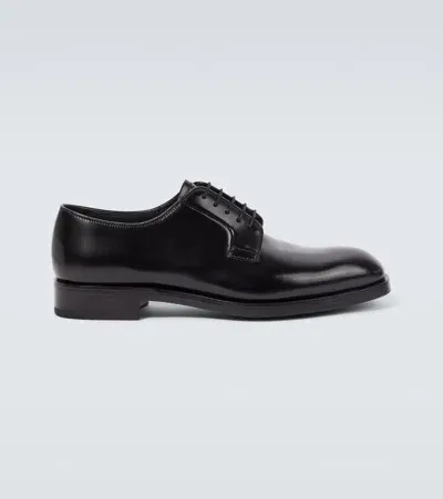 Prada Leather Derby Shoes In Nero