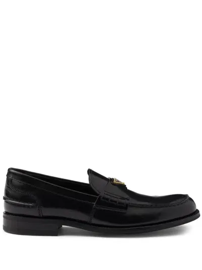 Prada Leather Loafers In Black