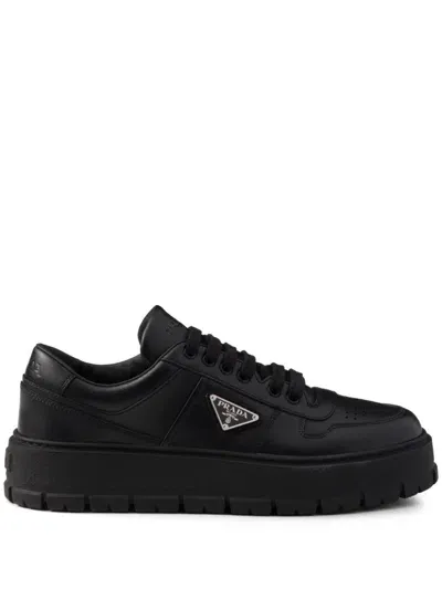 Prada Leather Sneakers In Black