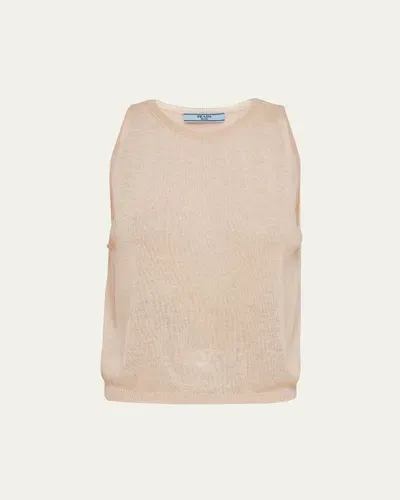 Prada Semi-sheer Cashmere Tank Top In Deserto