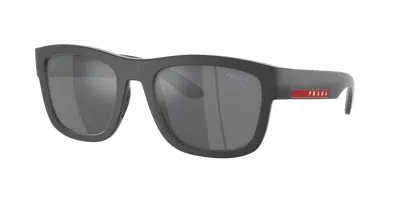 Prada Linea Rossa Man Sunglass Ps 01zs In Light Grey Mirror Black